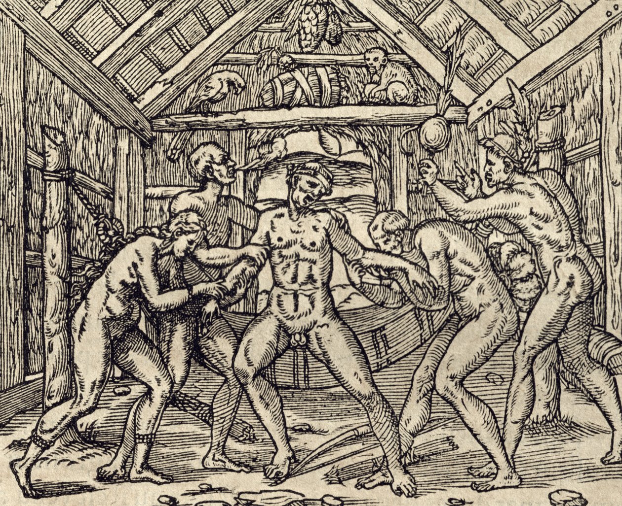 Zorg voor patiënt op Caribische eilanden, gravure door Andre Thevet