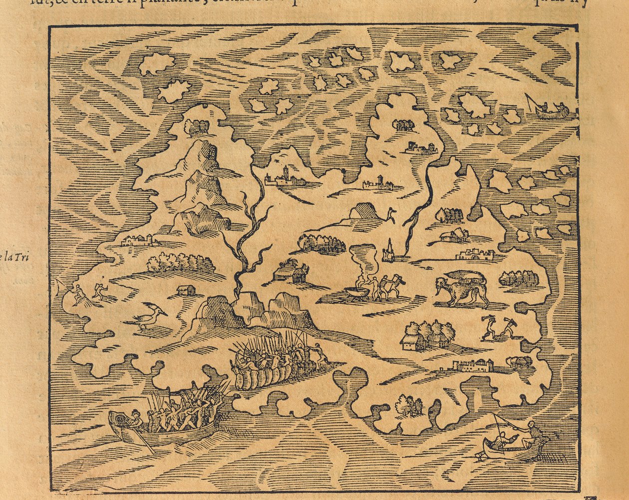Kaart van Trinity Island in de Antillen, uit Universele kosmografie door Andre Thevet door Andre Thevet