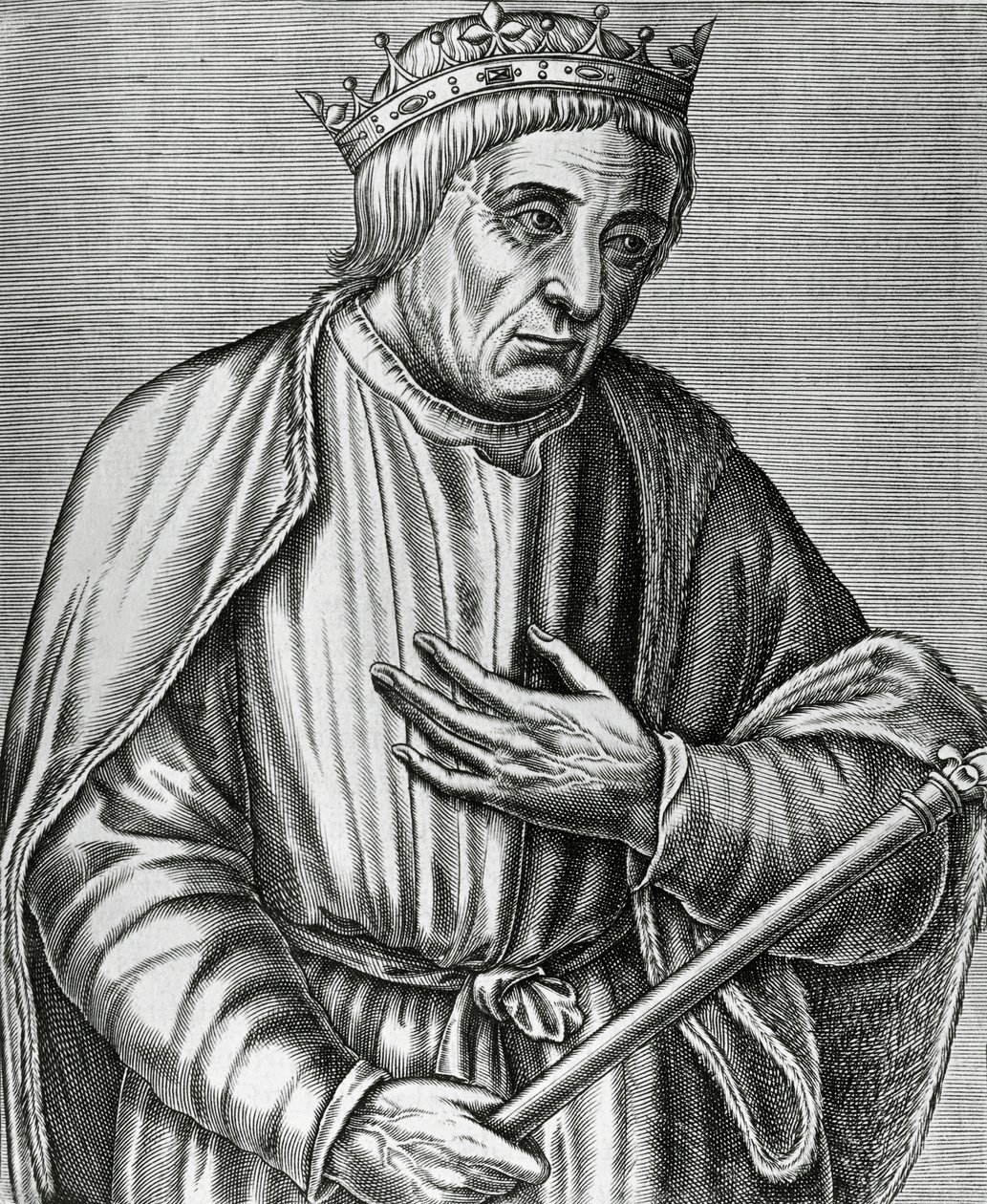 Portret van Casimir III, koning van Polen, bekend als de Grote (1310-1370), gravure uit Les Vrais pourtraits et Vies des Hommes illustres door Andre Thevet
