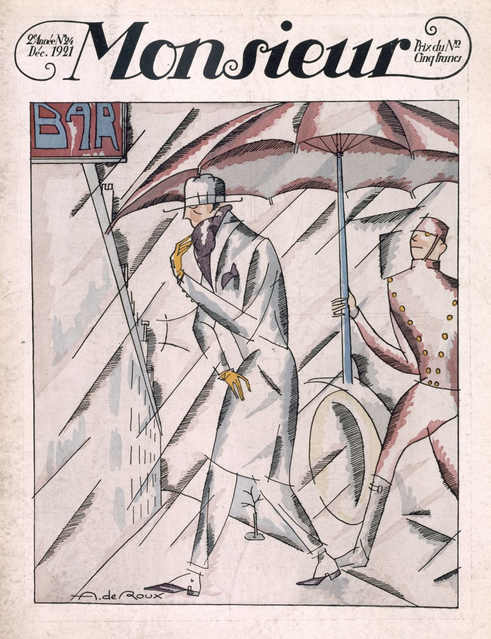 Man in regenjas, vooromslag van 