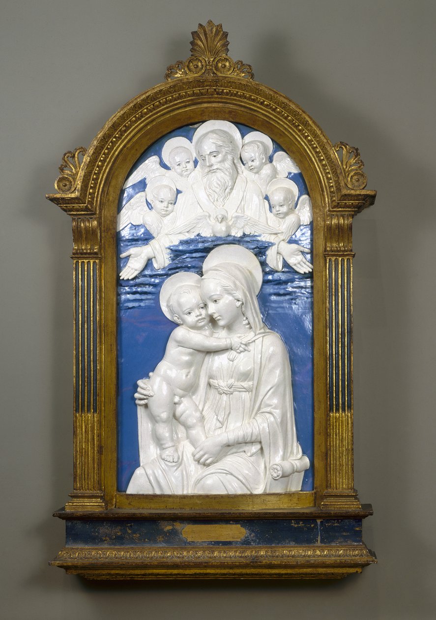 Madonna en Kind met God de Vader en Cherubijnen, 1480-90 door Andrea Della Robbia