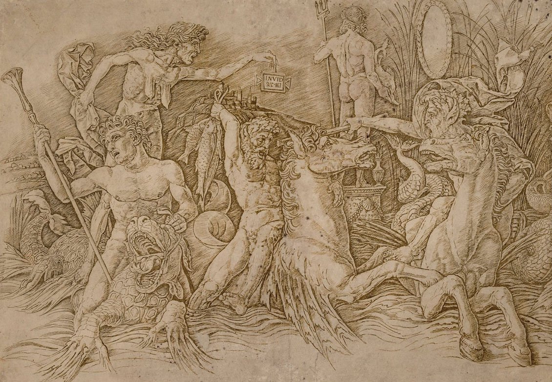 Gevecht van de zeegoden door Andrea Mantegna