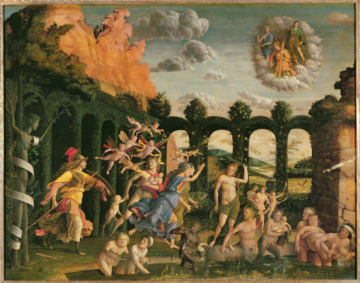 Minerva verjaagt de ondeugden uit de tuin van de deugd door Andrea Mantegna
