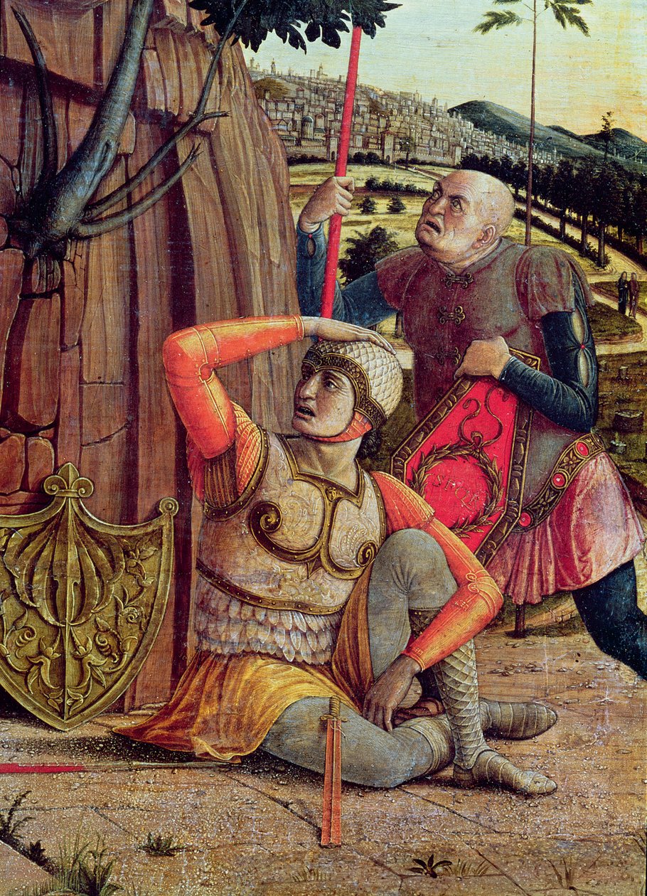 De opstanding, rechter predellapaneel van het altaarstuk van St. Zeno van Verona, 1456-60 (detail) door Andrea Mantegna