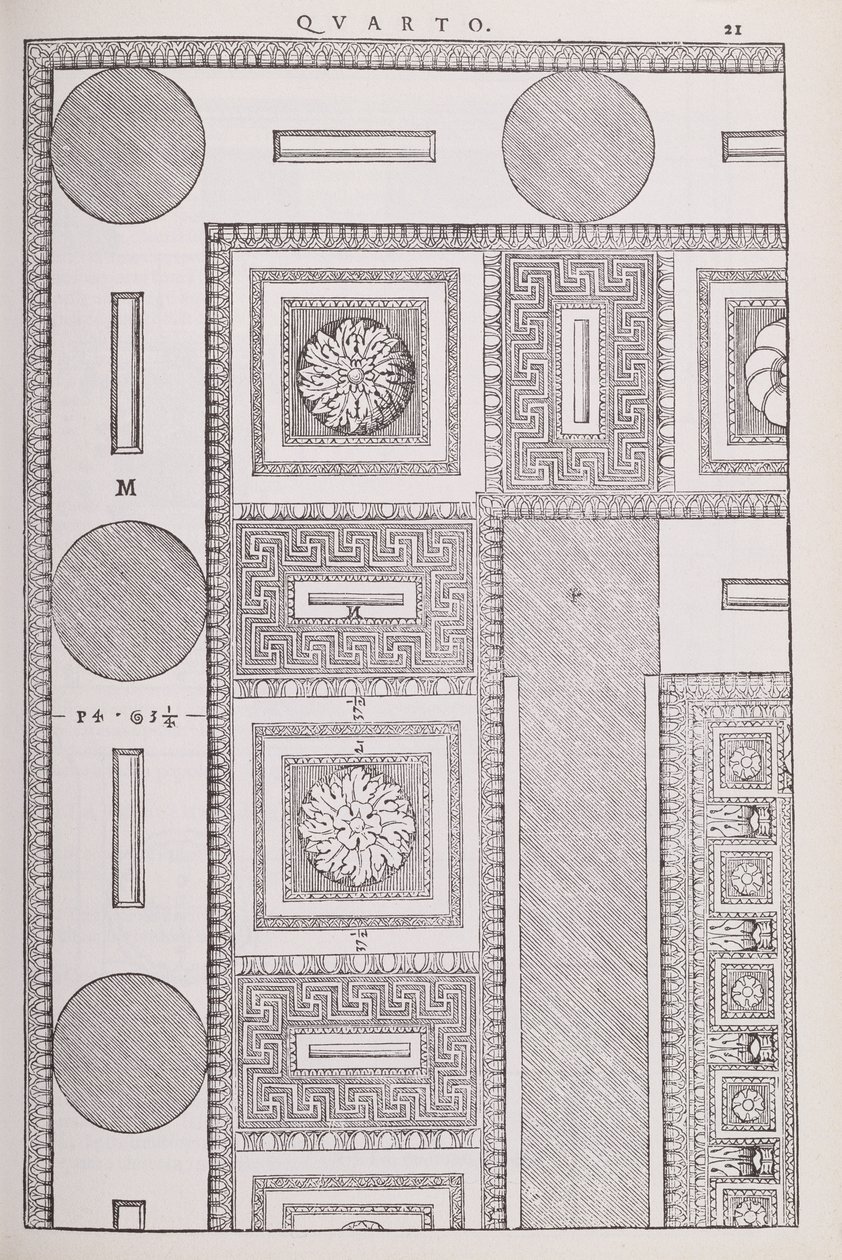 Plan van het plafond van de Tempio di Marte Vendicatore, illustratie uit een facsimile kopie van 