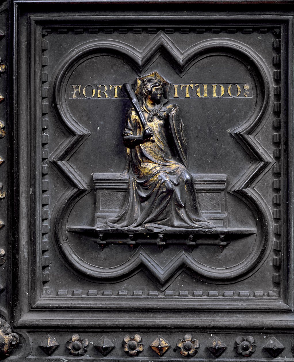 Fortitude, paneel E van de Zuiddeuren van het Baptisterium van San Giovanni door Andrea Pisano