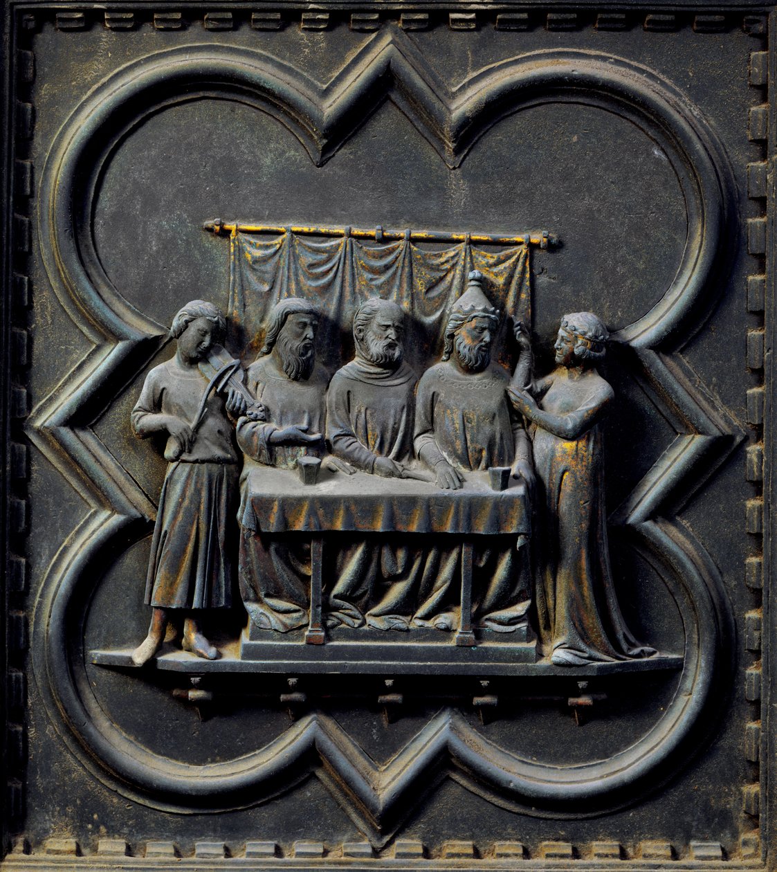 De Dans van Salome, vijftiende paneel van de Zuiddeuren van de Baptisterium van San Giovanni, 1336 door Andrea Pisano