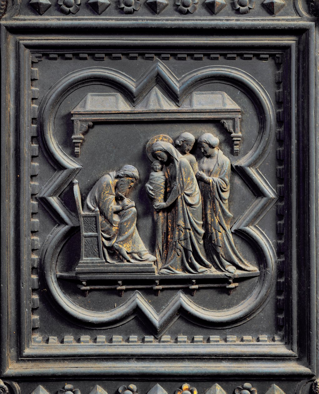 Zacharias Schrijft de Naam van de Jongen, vijfde paneel van de Zuiddeuren van de Baptistery van San Giovanni, 1336 door Andrea Pisano