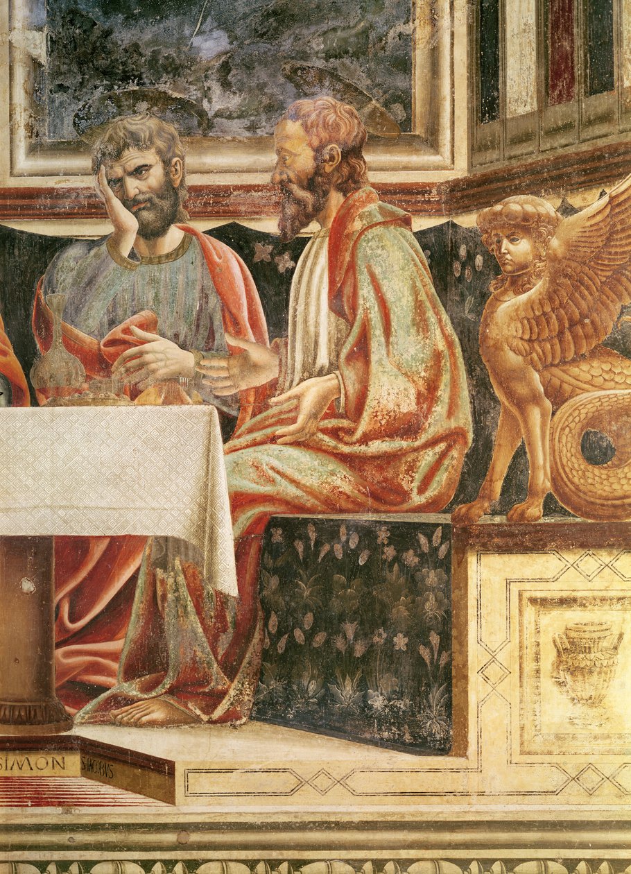 Het Laatste Avondmaal, detail van St. Jacobus de Mindere en St. Simon (detail) door Andrea del Castagno