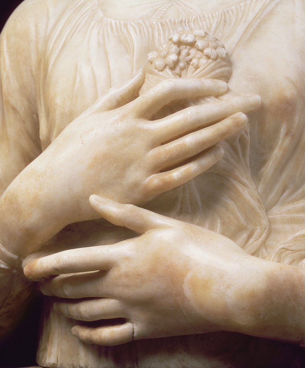 Vrouw met een boeket, detail van haar handen ca. 1475-80 (detail) door Andrea del Verrocchio
