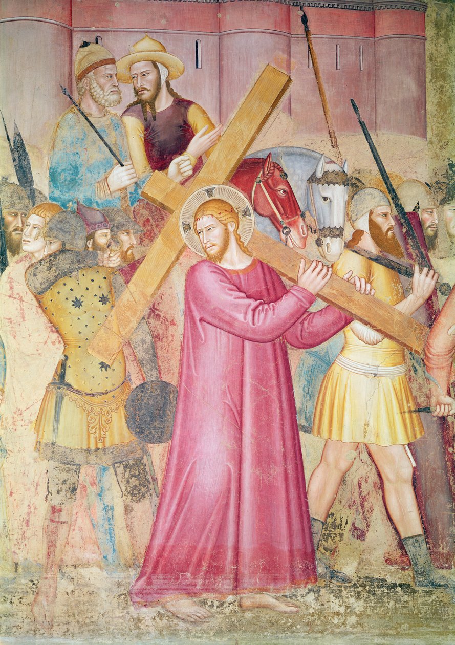 De weg naar Calvarie, detail van Christus die het kruis draagt, ca. 1365 (detail) door Andrea di Bonaiuto
