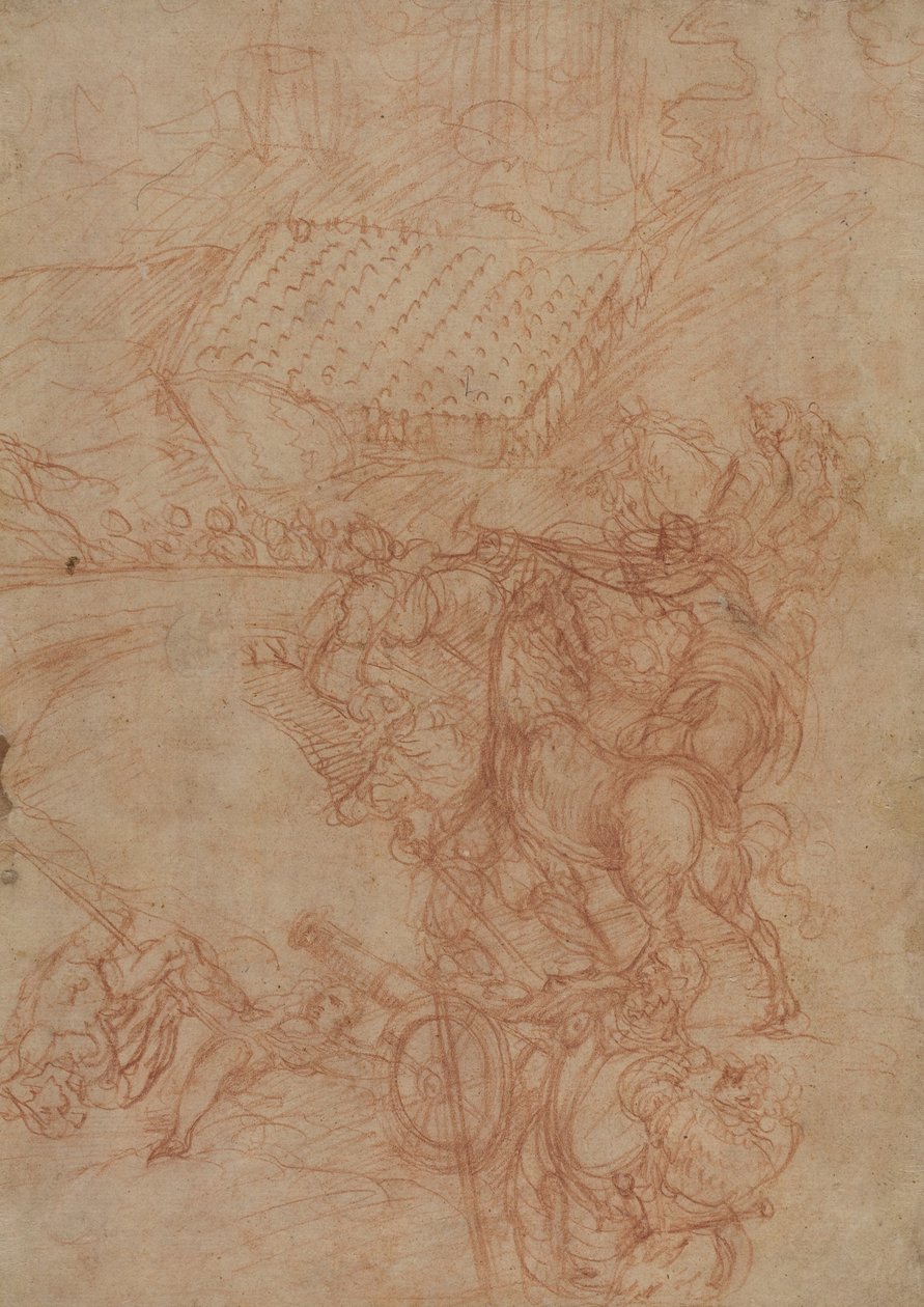 De Slag bij Spoleto, ca. 1575 (rood krijt op papier) door Andrea (1539-1614) Vicentino