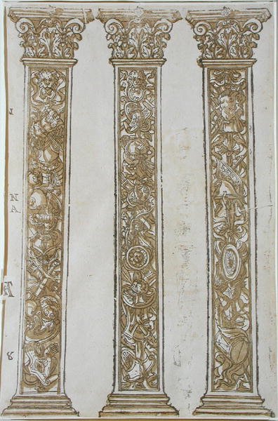 Architecturale motieven die een rand vormen voor de processie van Caesar, door Andrea Andreani door Andrea (after) Mantegna