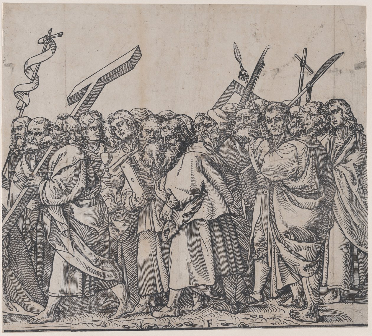 Sectie F: Heiligen met kruisen, boeken en wapens, uit De Triomf van Christus, 1836 door Andrea Andreani