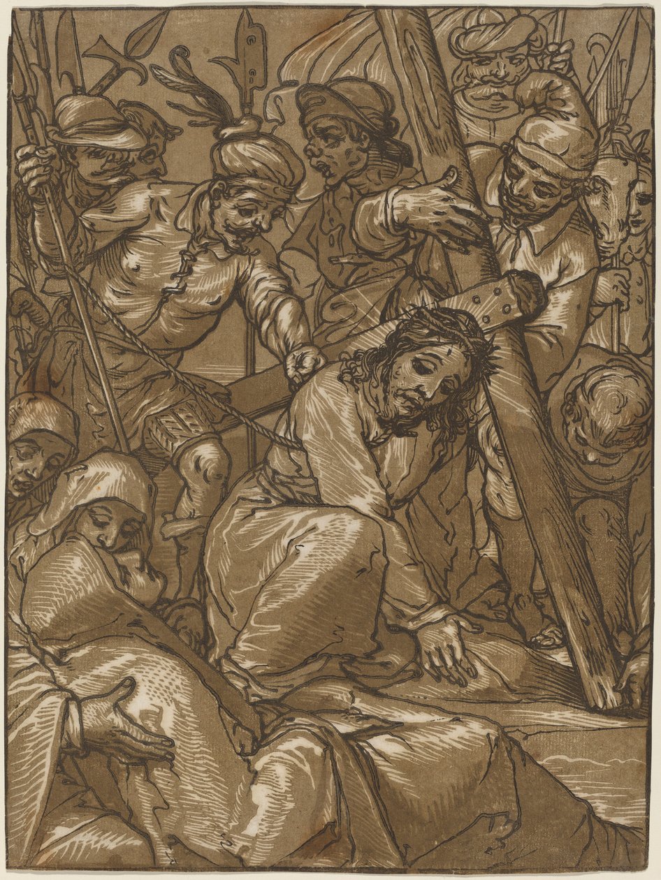 Het Dragen van het Kruis, 1580s door Andrea Andreani