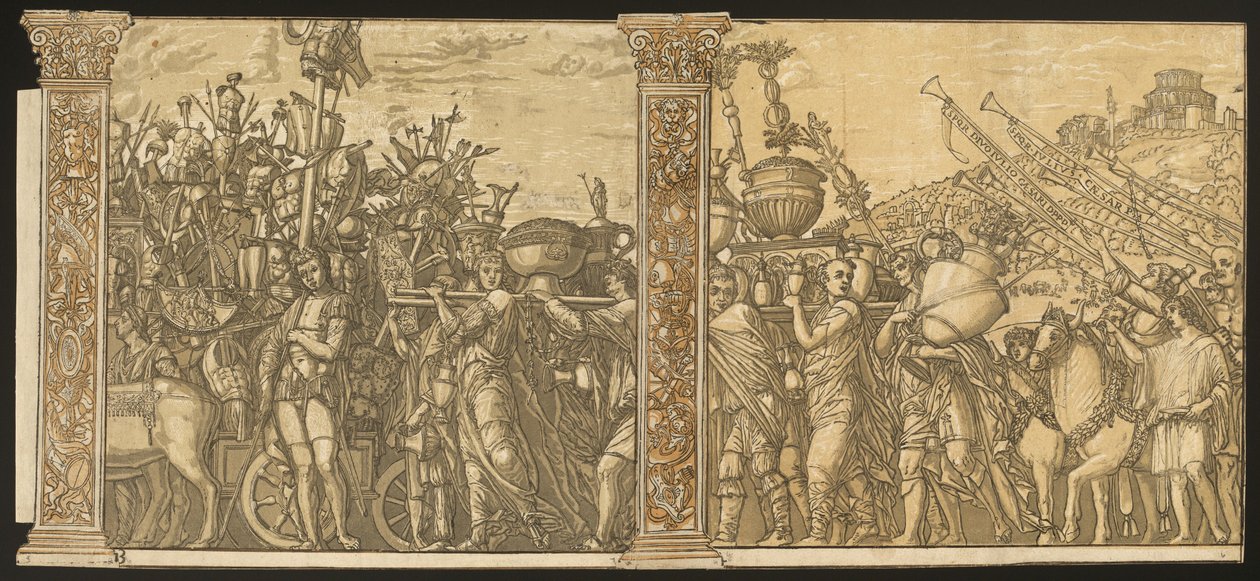 De Triomf van Julius Caesar [nr. 3 en 4 plus 2 kolommen], 1599 door Andrea Andreani