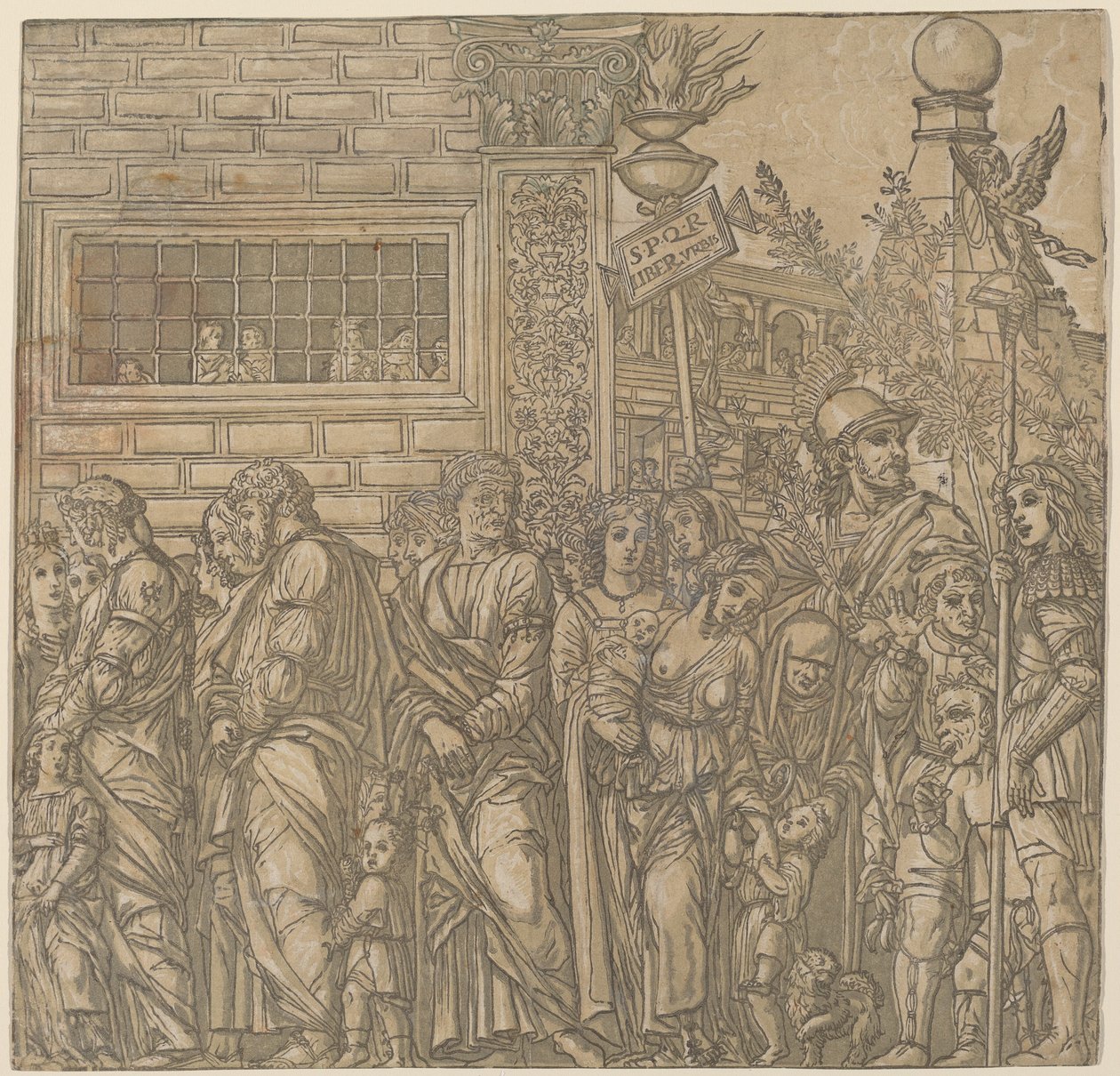 De Triomf van Julius Caesar door Andrea Andreani after Andrea Mantegna