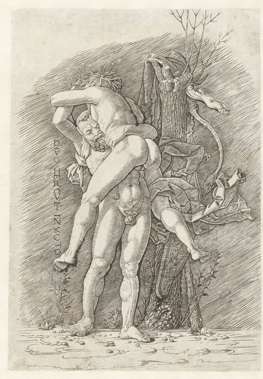 Hercules en Antaeus door Andrea Mantegna (school of)