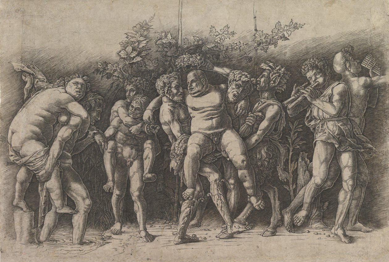 Bacchanaal met Silenus, een friescompositie met tien figuren rond Silenus door Andrea Mantegna