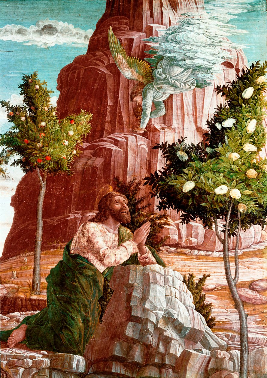 Christus bidt in de Hof van Olijven (detail) door Andrea Mantegna