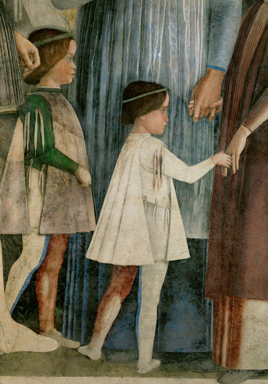 Francesco en Sigismondo, zonen van Lodovico Gonzaga (fresco) door Andrea Mantegna