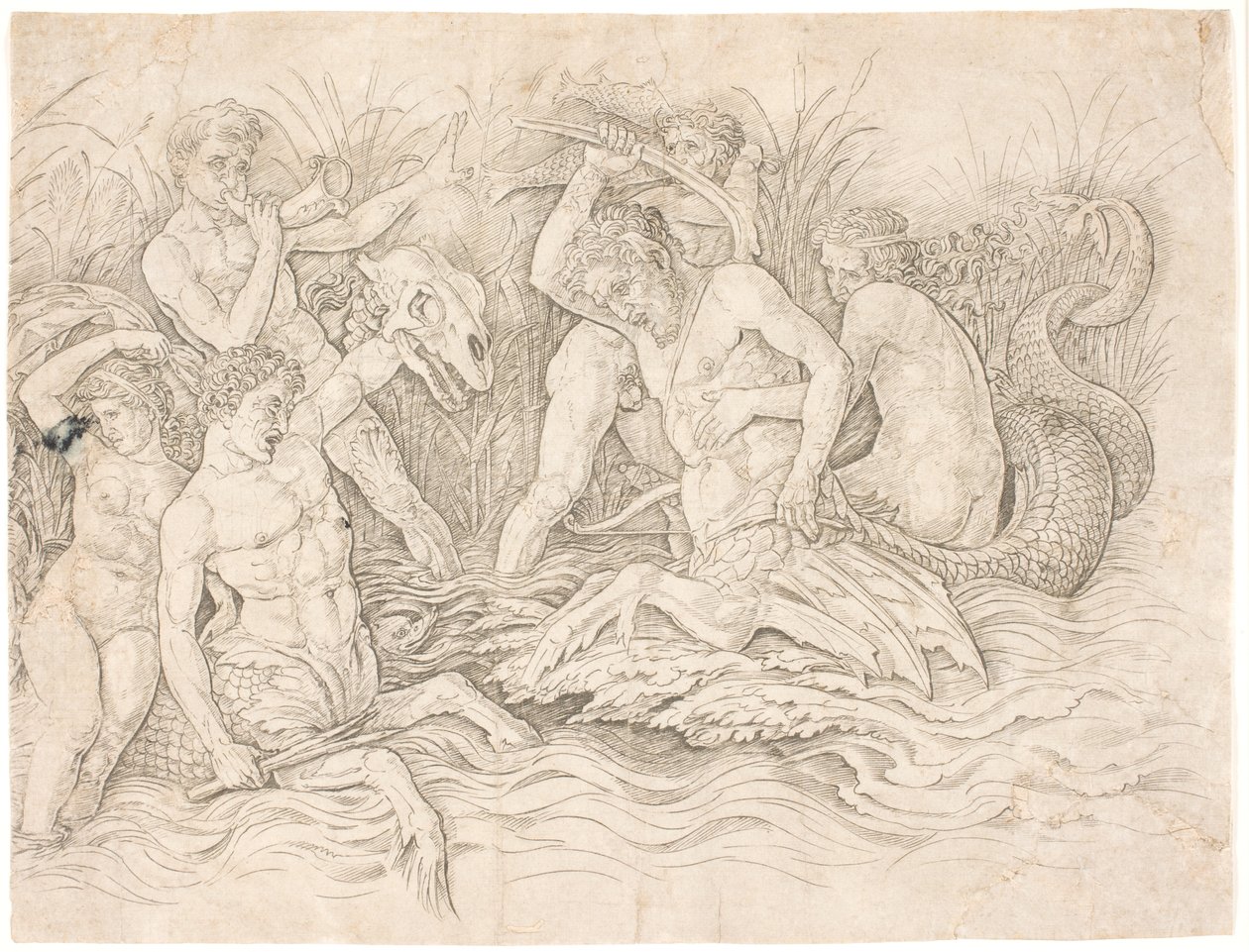 Strijd van de zeegoden, rechterhelft door Andrea Mantegna