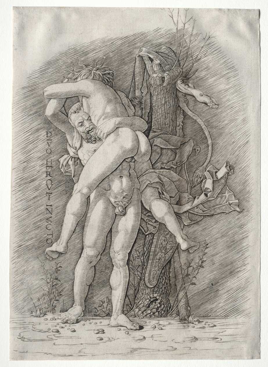 Hercules en Antaeus, 1400s door Andrea Mantegna