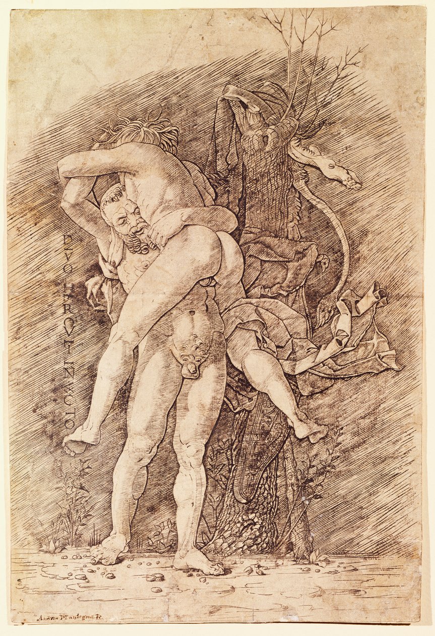 Hercules en Antaeus door Andrea Mantegna