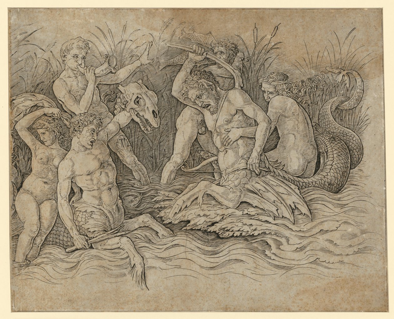 Strijd van de zeegoden door Andrea Mantegna