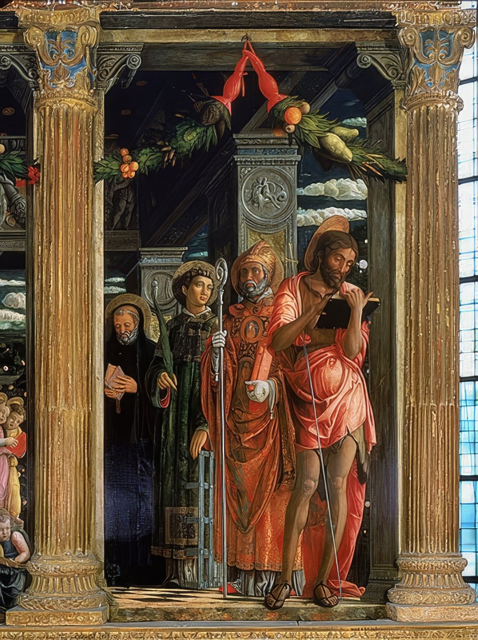San-Zeno-altaar. Rechterzijde (detail) door Andrea Mantegna