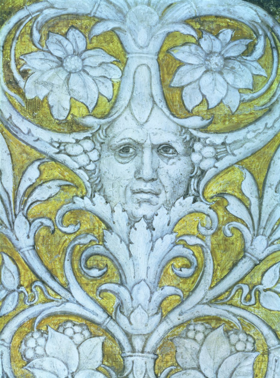 Zelfportret verwerkt in de decoratieve fries van de Camera degli Sposi of Camera Picta (detail) door Andrea Mantegna