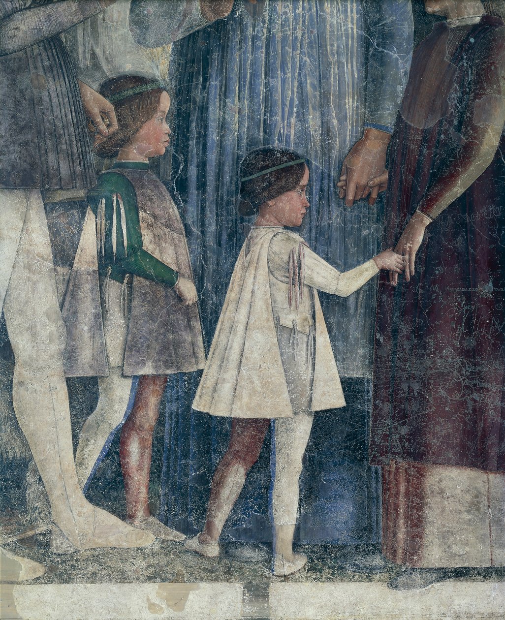 Sigismund en Francesco II Gonzaga, detail van de Ontmoetingsmuur door Andrea Mantegna door Andrea Mantegna