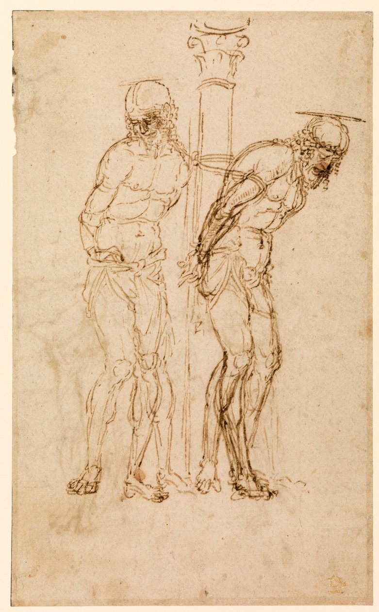 Studies voor Christus aan de Zuil (recto) (c.1460-65) door Andrea Mantegna
