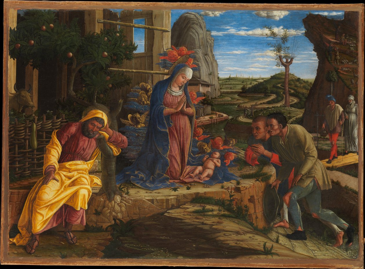 De aanbidding der herders door Andrea Mantegna