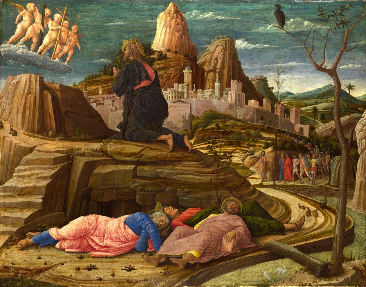 De lijdensweg in de hof van Getsemane door Andrea Mantegna