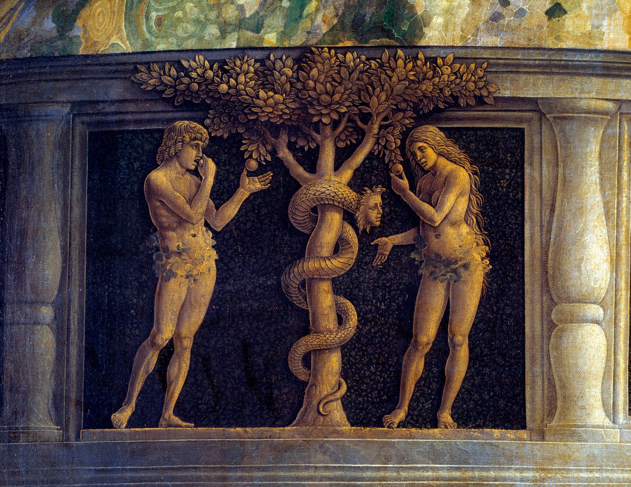 De Maagd en Kind omringd door zes heiligen en vereerd door de markies van Mantua, Francois II de Gonzaga (Madonna della Vittoria) (detail) door Andrea Mantegna