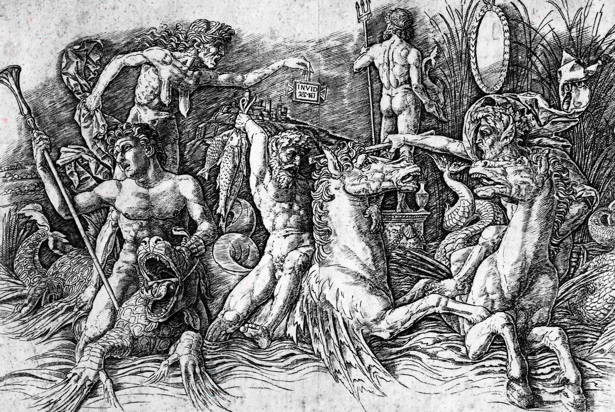 De slag van Zeegoden (detail) door Andrea Mantegna