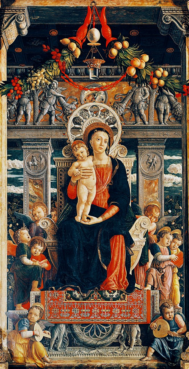 Maagd op de troon (detail) door Andrea Mantegna