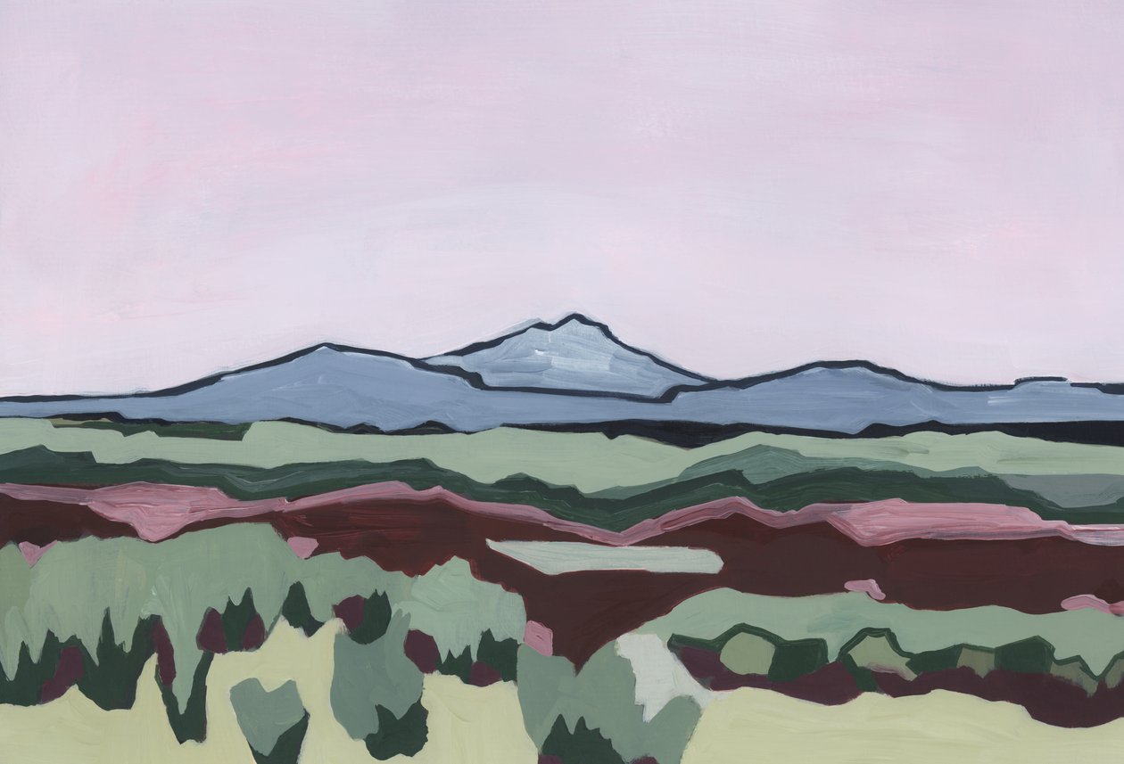 Roze lucht en abstract land, 2024 door Andrea Mejia