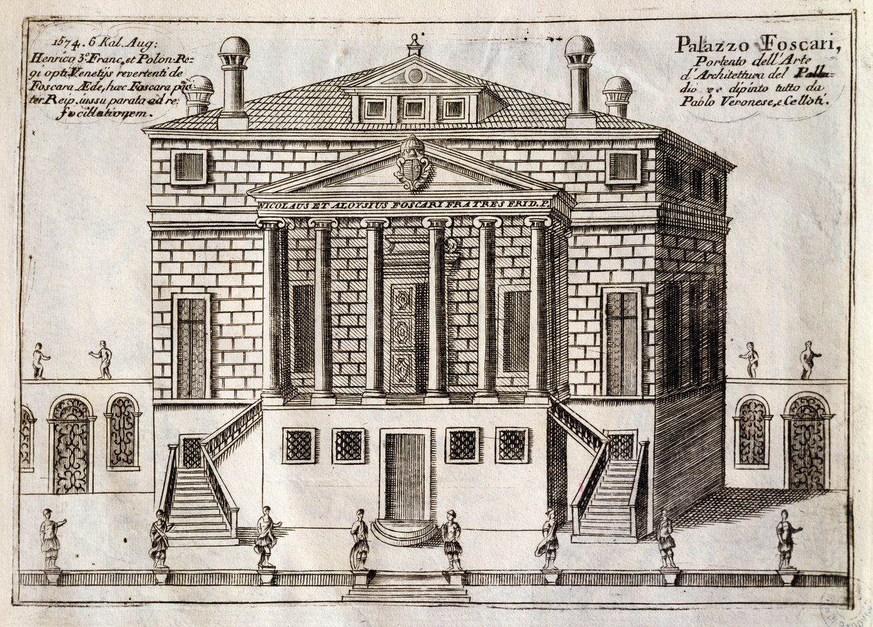 Hoofdfacade van Villa Foscari, bekend als La Malcontenta, Mira, ontworpen door Andrea Palladio door Andrea Palladio