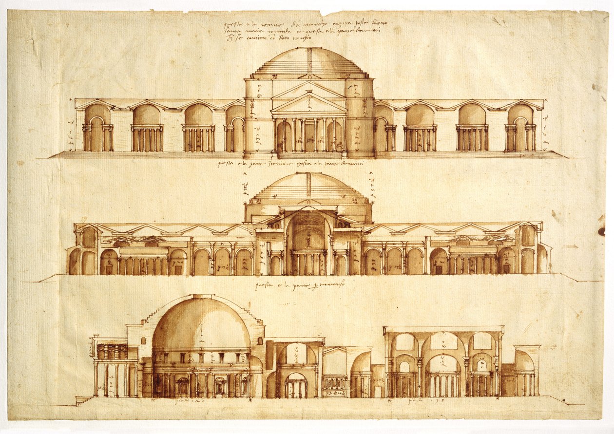 Reconstructieproject van de Thermen van Agrippa, Rome, ca. 1550 door Andrea Palladio