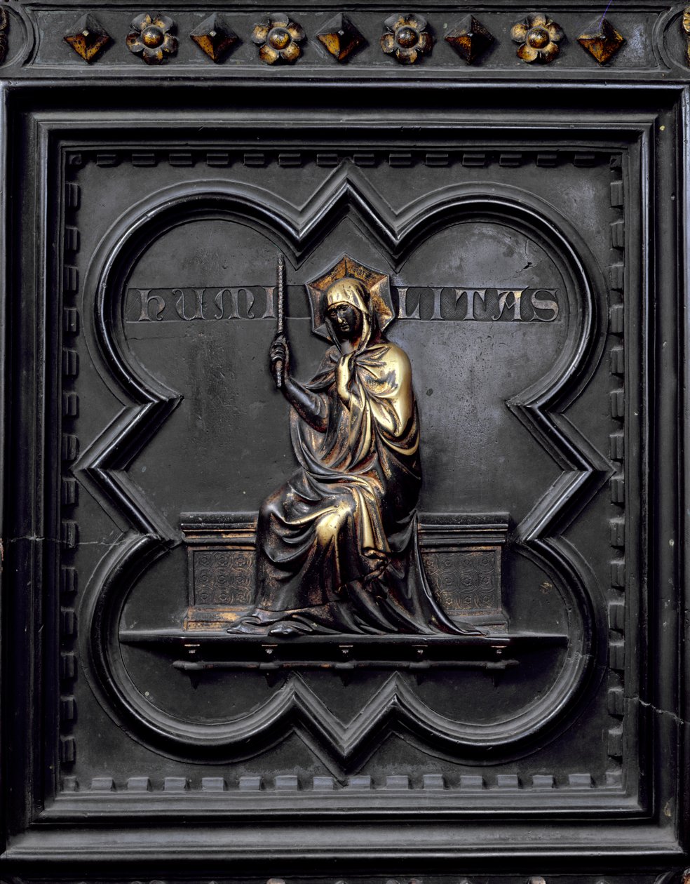 Nederigheid, paneel D van de zuidelijke deuren van de Baptisterium van San Giovanni door Andrea Pisano