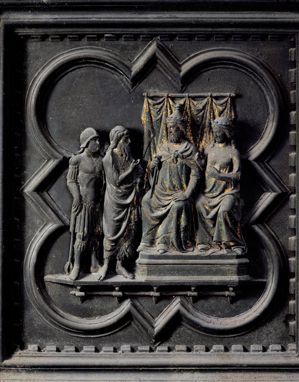 Johannes de Doper berispt koning Herodes, elfde paneel van de Zuiddeuren van de Baptisterium van San Giovanni, 1336 door Andrea Pisano