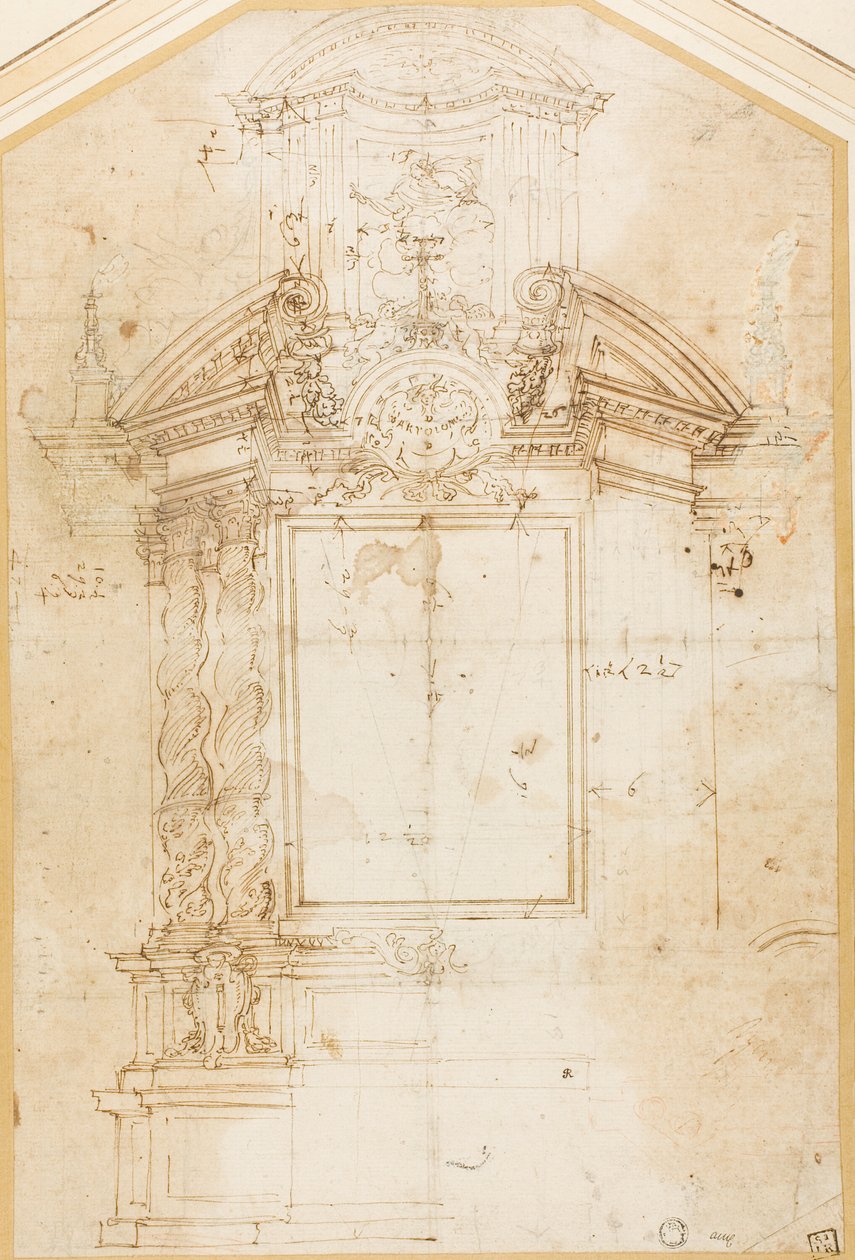 Schets voor een altaar van Sint Bartholomeus door Andrea Pozzo