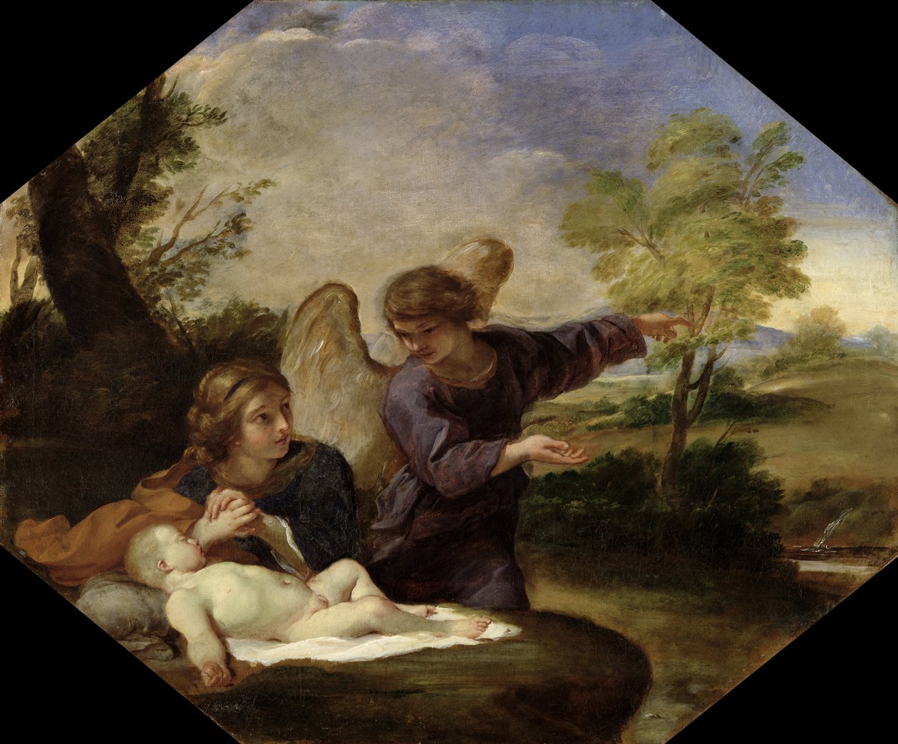 Hagar en Ismaël in de Wildernis door Andrea Sacchi