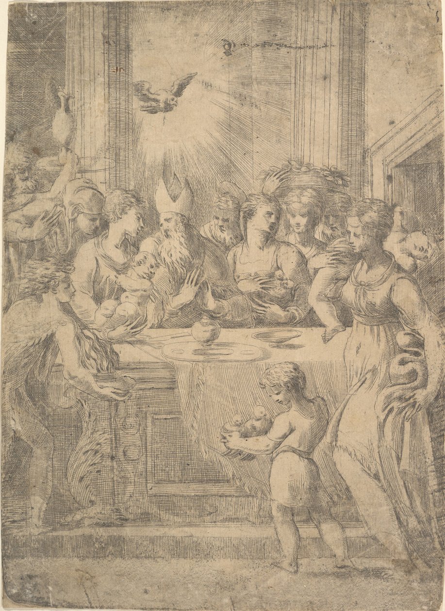 De presentatie van Christus in de tempel, ca. 1543-46 door Andrea Schiavone