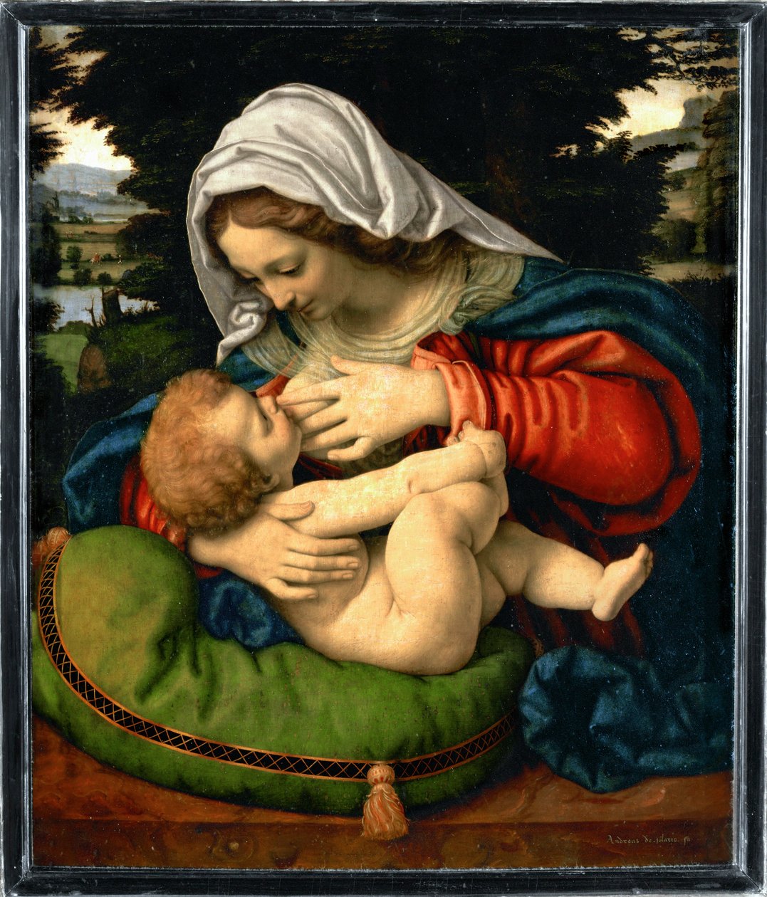 La Vierge au coussin vert - Madonna met groen kussen ... door Andrea Solario