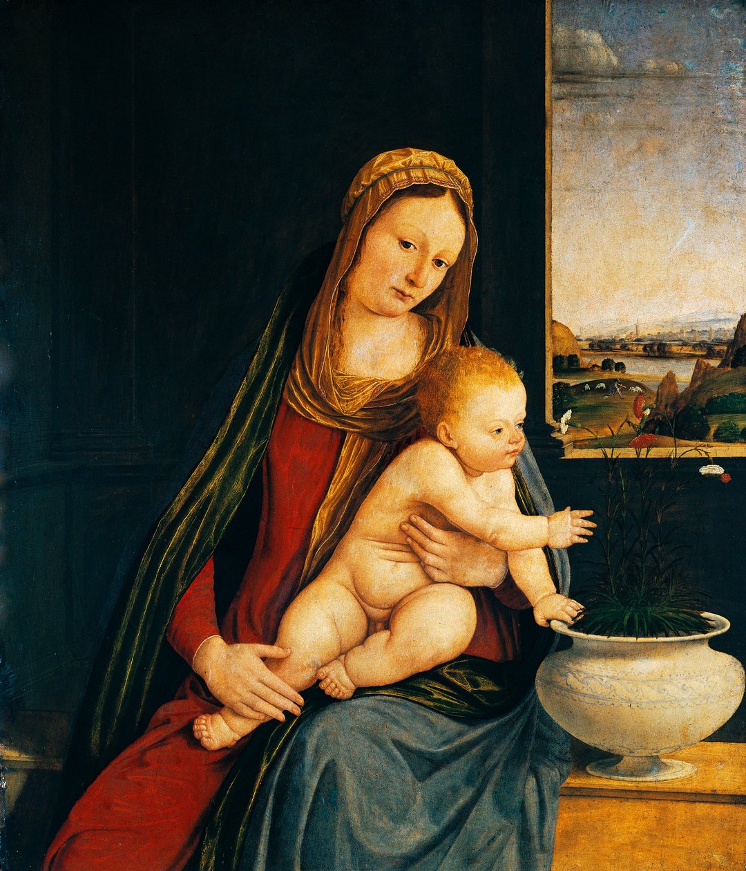 Madonna en Kind of Madonna van de Anjers door Andrea Solario