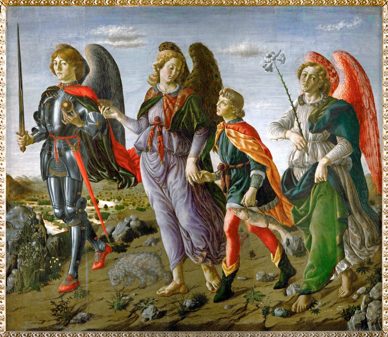 Tobias en de engel Tempera op (tempera op hout) door Andrea del (1435-88) Francesco Botticini & Verrocchio