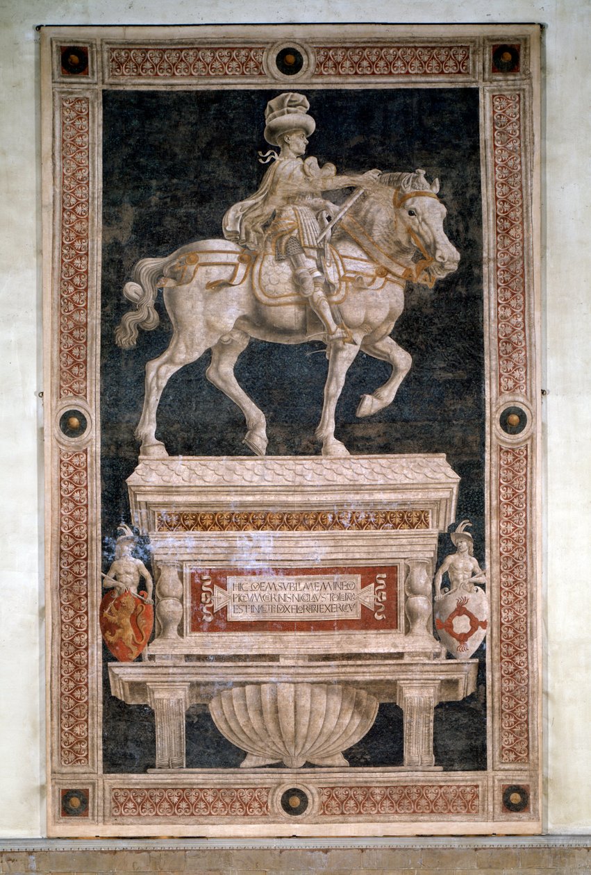 Ruitermonument voor Niccolo da Tolentino (detail) door Andrea del Castagno